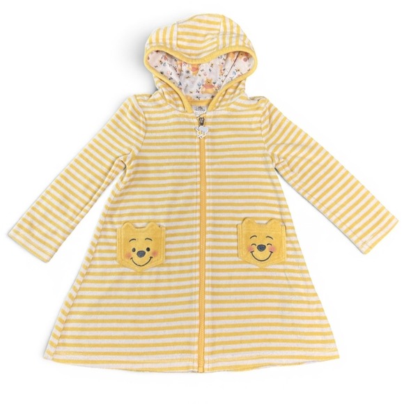 Disney Store Other - Disney Store Winnie the Pooh Swim Coverup 4T Yellow Striped Long Sleeve Hooded